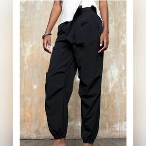 Paskho Black Drawstring Track Pants